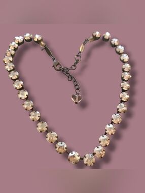 Sabika Champagne Gold Crystal Heart Charm Necklace